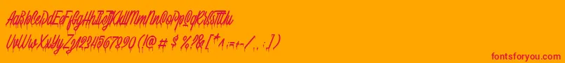 Squizers Marker Demo-Schriftart – Rote Schriften auf orangefarbenem Hintergrund