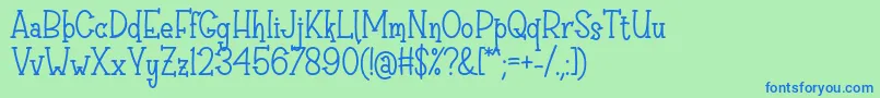 フォントSri Muliyo Font by Rifki 7NTypes – 青い文字は緑の背景です。