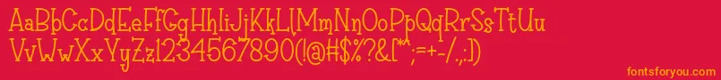 Fonte Sri Muliyo Font by Rifki 7NTypes – fontes laranjas em um fundo vermelho