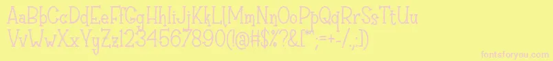 フォントSri Muliyo Font by Rifki 7NTypes – ピンクのフォント、黄色の背景