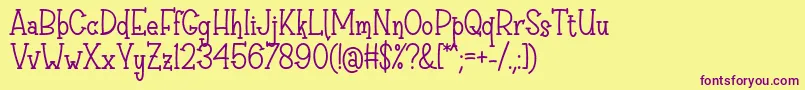 フォントSri Muliyo Font by Rifki 7NTypes – 紫色のフォント、黄色の背景