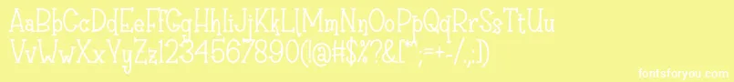 Fonte Sri Muliyo Font by Rifki 7NTypes – fontes brancas em um fundo amarelo