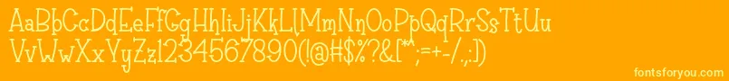 Fonte Sri Muliyo Font by Rifki 7NTypes – fontes amarelas em um fundo laranja