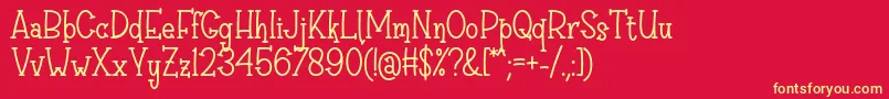 Czcionka Sri Muliyo Font by Rifki 7NTypes – żółte czcionki na czerwonym tle