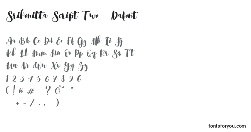 Schriftart Srikonitta Script Two   Dafont – Alphabet, Zahlen, spezielle Symbole
