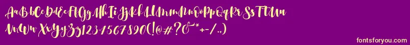 Srikonitta Script Two   Dafont-Schriftart – Gelbe Schriften auf violettem Hintergrund