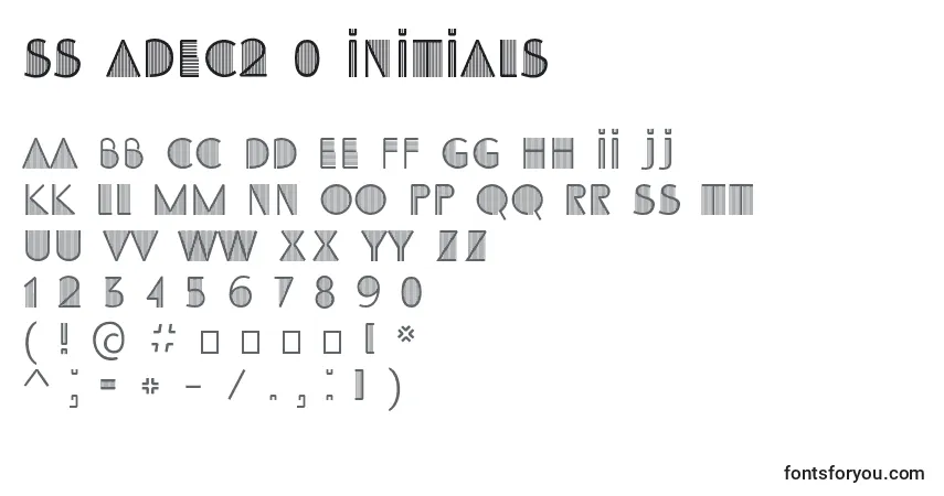 Schriftart SS Adec2 0 initials – Alphabet, Zahlen, spezielle Symbole