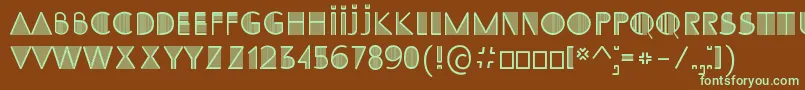 フォントSS Adec2 0 initials – 緑色の文字が茶色の背景にあります。