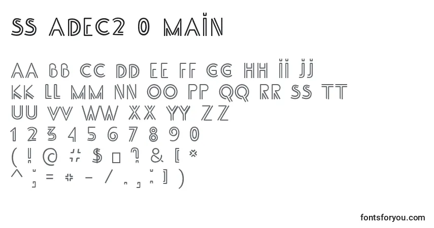 A fonte SS Adec2 0 main – alfabeto, números, caracteres especiais