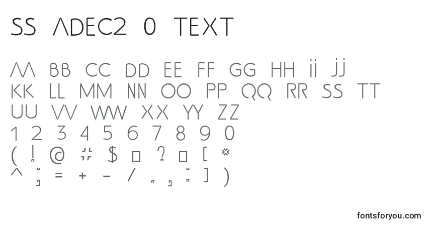 SS Adec2 0 text-fontti – aakkoset, numerot, erikoismerkit