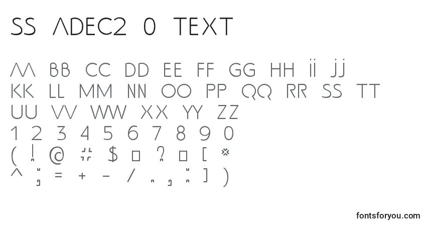 Шрифт SS Adec2 0 text (141792) – алфавит, цифры, специальные символы