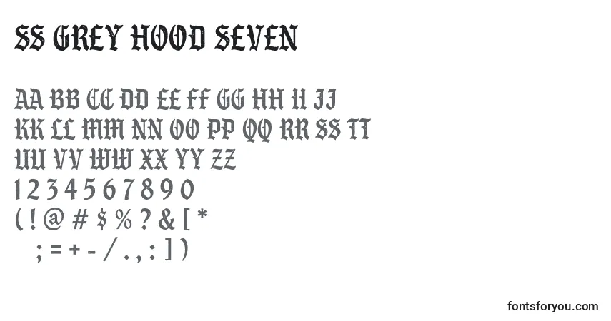 Schriftart SS Grey Hood Seven – Alphabet, Zahlen, spezielle Symbole