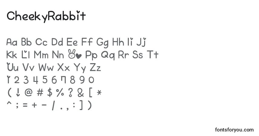 Czcionka CheekyRabbit – alfabet, cyfry, specjalne znaki