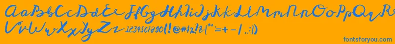 St Maknyus Font – Blue Fonts on Orange Background
