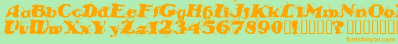 STABN   -Schriftart – Orangefarbene Schriften auf grünem Hintergrund