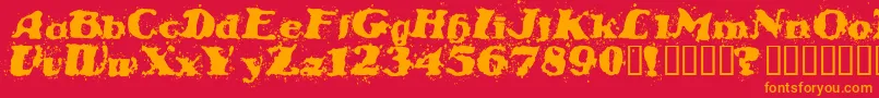 STABN   -Schriftart – Orangefarbene Schriften auf rotem Hintergrund