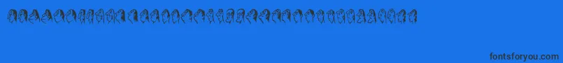 Stam-Schriftart – Schwarze Schriften auf blauem Hintergrund
