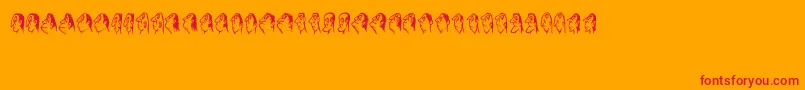 Fonte Stam – fontes vermelhas em um fundo laranja