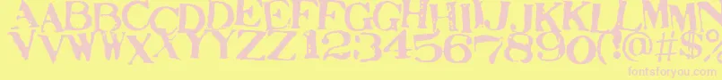 Czcionka STAMAJ   – różowe czcionki na żółtym tle