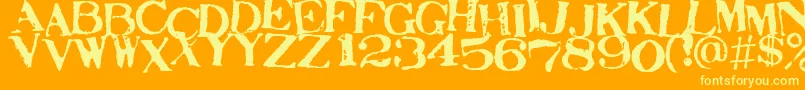 STAMAJ  -Schriftart – Gelbe Schriften auf orangefarbenem Hintergrund