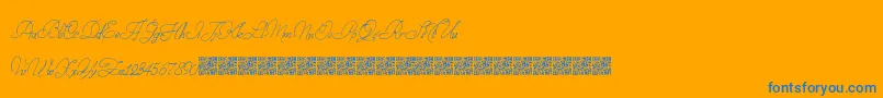 StampedEnvelopes-Schriftart – Blaue Schriften auf orangefarbenem Hintergrund