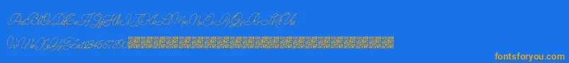 StampedEnvelopes-Schriftart – Orangefarbene Schriften auf blauem Hintergrund