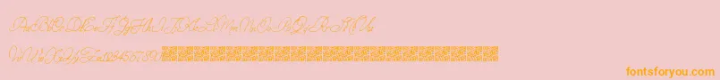 StampedEnvelopes-Schriftart – Orangefarbene Schriften auf rosa Hintergrund