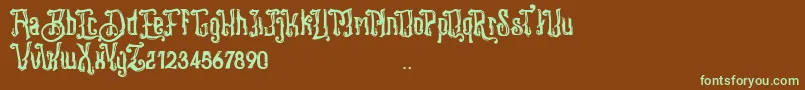 Stangbunder-fontti – vihreät fontit ruskealla taustalla