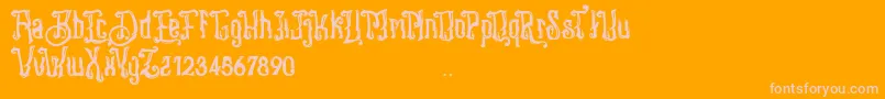 Stangbunder-Schriftart – Rosa Schriften auf orangefarbenem Hintergrund