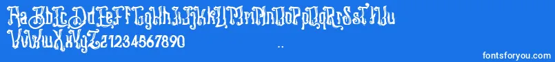 Stangbunder-Schriftart – Weiße Schriften auf blauem Hintergrund