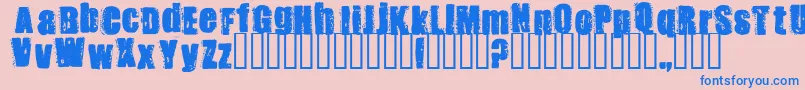 STANK   -Schriftart – Blaue Schriften auf rosa Hintergrund