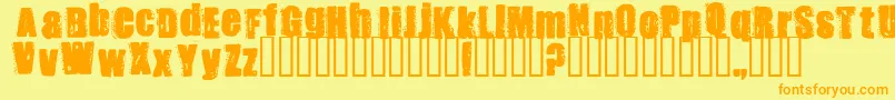 STANK   -Schriftart – Orangefarbene Schriften auf gelbem Hintergrund