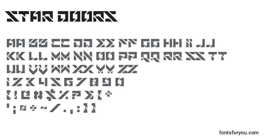 Schriftart Star Doors – Alphabet, Zahlen, spezielle Symbole