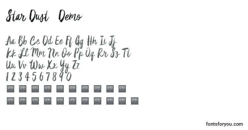 Schriftart Star Dust   Demo – Alphabet, Zahlen, spezielle Symbole