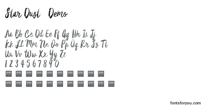 A fonte Star Dust   Demo – alfabeto, números, caracteres especiais