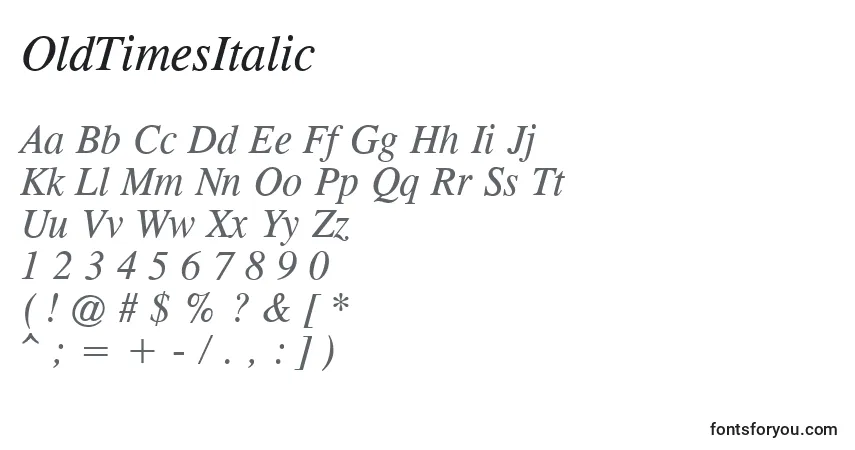Fuente OldTimesItalic - alfabeto, números, caracteres especiales