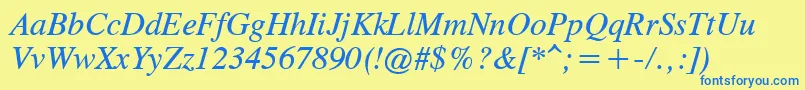 OldTimesItalic Font – Blue Fonts on Yellow Background