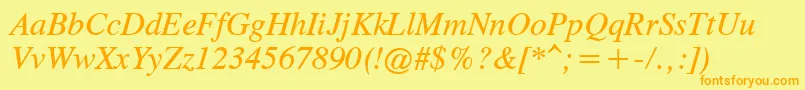 OldTimesItalic Font – Orange Fonts on Yellow Background