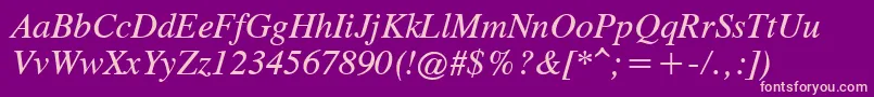 OldTimesItalic Font – Pink Fonts on Purple Background