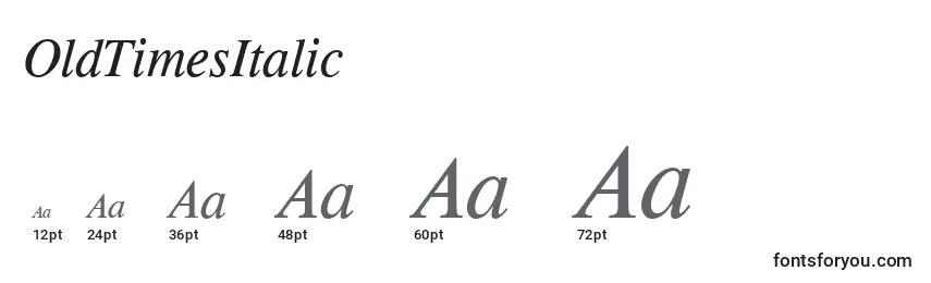 Размеры шрифта OldTimesItalic