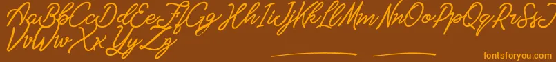 Star King Personal Use-Schriftart – Orangefarbene Schriften auf braunem Hintergrund