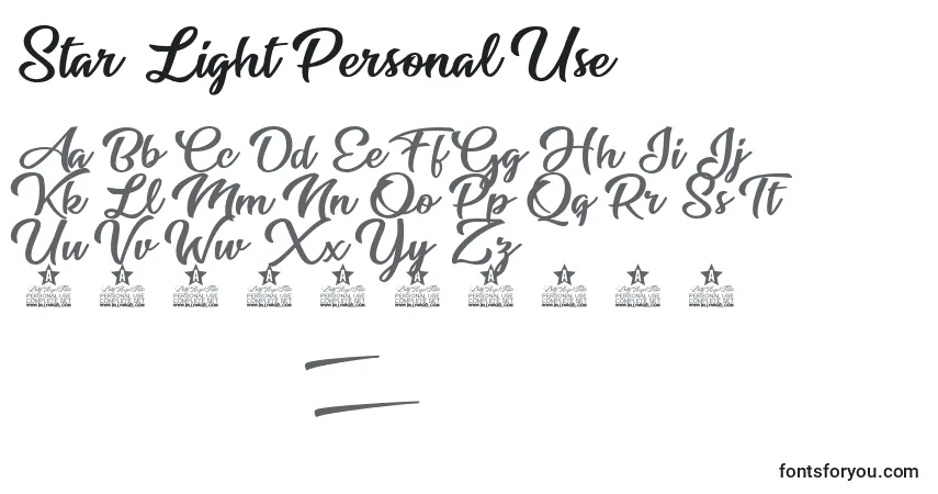Schriftart Star Light Personal Use – Alphabet, Zahlen, spezielle Symbole