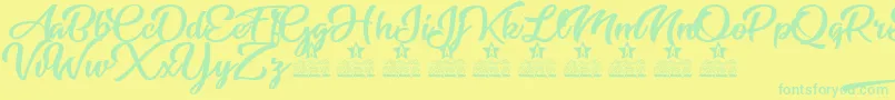 Star Light Personal Use Font – Green Fonts on Yellow Background