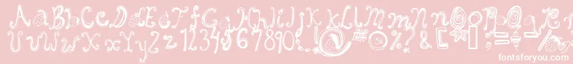 Starberry Swirl Delight-Schriftart – Weiße Schriften auf rosa Hintergrund