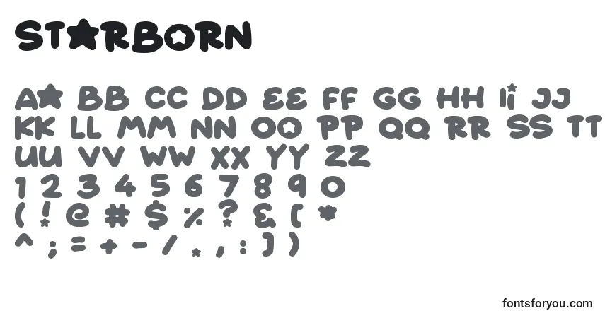 Schriftart Starborn – Alphabet, Zahlen, spezielle Symbole