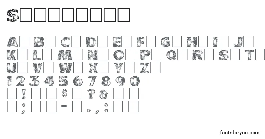 Czcionka Starburst (141828) – alfabet, cyfry, specjalne znaki