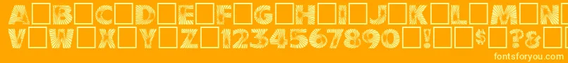 Starburst-Schriftart – Gelbe Schriften auf orangefarbenem Hintergrund