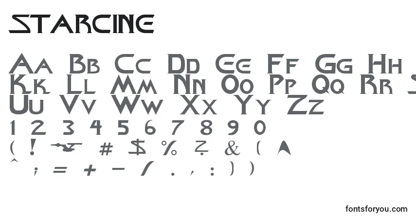 A fonte Starcine (141829) – alfabeto, números, caracteres especiais