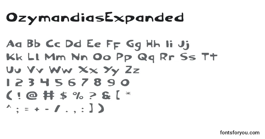 A fonte OzymandiasExpanded – alfabeto, números, caracteres especiais