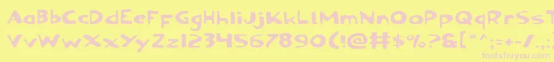 OzymandiasExpanded-fontti – vaaleanpunaiset fontit keltaisella taustalla